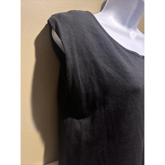 NWT Anne Klein Black Sleeveless Tank Sz L Silk Cotton Blend Round Neck - Picture 6 of 11